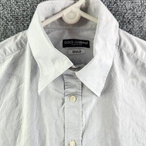 Dolce & Gabbana Gold Italy Gray Size 16 Button Up Shirt Long Sleeve Designer